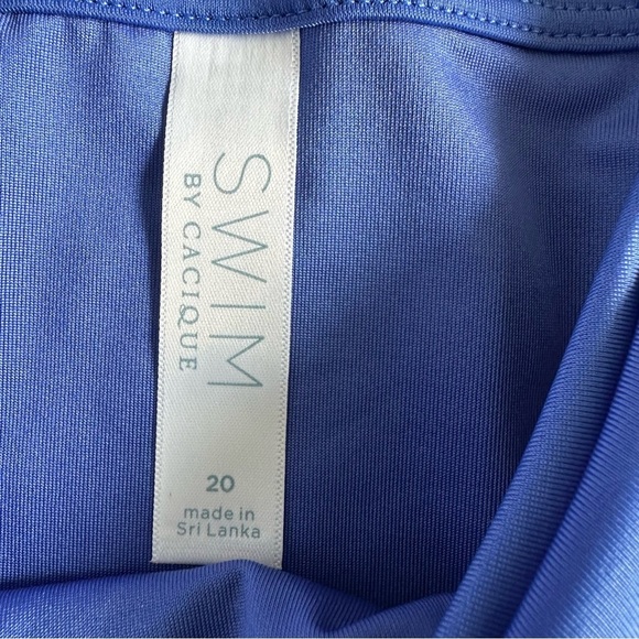 Swim By Cacique Womens High Rise Swimsuit Bikini Bottoms Size 20 Blue Ruched‎ - Picture 2 of 10